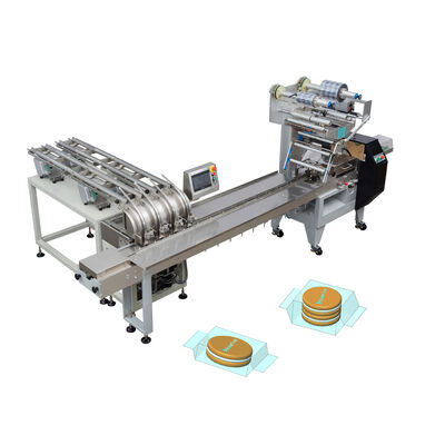 Automatic Dry Biscuit Four Lane Vibrating Feeder With Biscuit Flow Packing Machine
