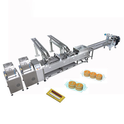 Prezzo buono Macchina di sandwich per biscotti a due sapori Macchina di produzione di biscotti a due corsie 6.5kw con macchina di imballaggio a pila in linea
