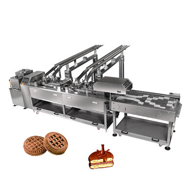 좋은 가격 4kW 쿠키 샌드위치 기계 이중 차선 쿠키 만드는 기계 고속 온라인으로