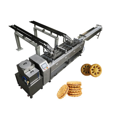Quality Single Flavor Sandwich Biscuit Machine Two Lane Filled Cookies Machine With Conveyor factory