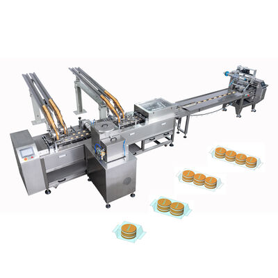 Buon prezzo Macchina automatica completa per sandwich di biscotti, macchina per biscotti alla crema al cioccolato, macchina per imballaggio a pila in linea