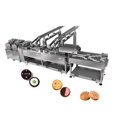 Goede prijs Double Lane Biscuit Sandwiching Machine 6kw Biscuit Making Machines met rijvermenigvuldiger online